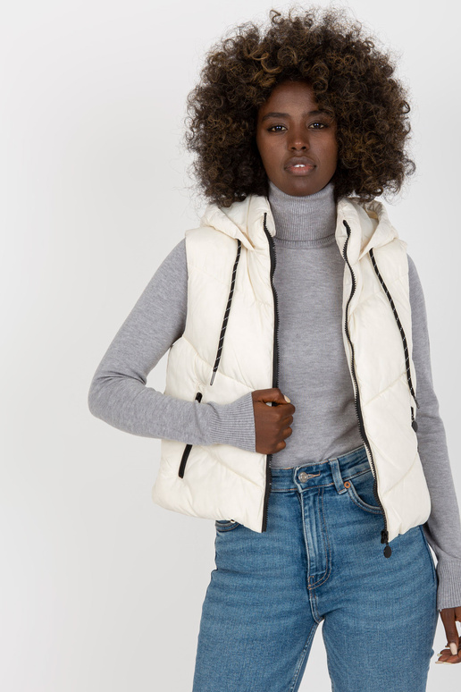 Ecru lühike tepitud vest kapuutsiga Ecru lühike tepitud vest kapuutsiga