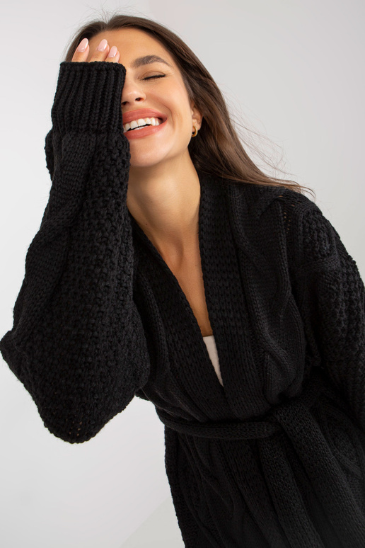 Must pikk palmikutega kardigan RUE PARIS