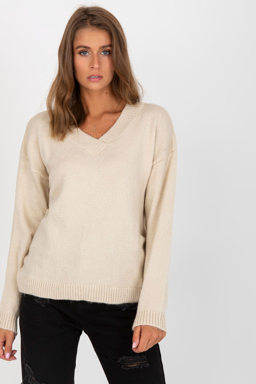 Beež klassikaline V-kaelusega kampsun...