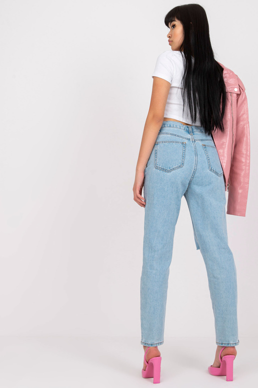 Helesinised Mom Fit naiste teksapüksid