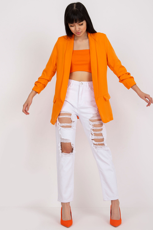 Valged aukudega teksapüksid mom