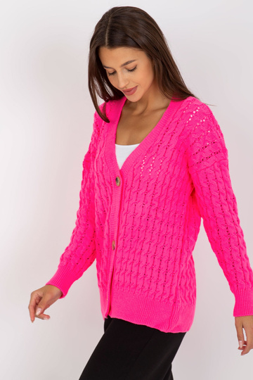 Fluo roosa ažuurne kardigan...