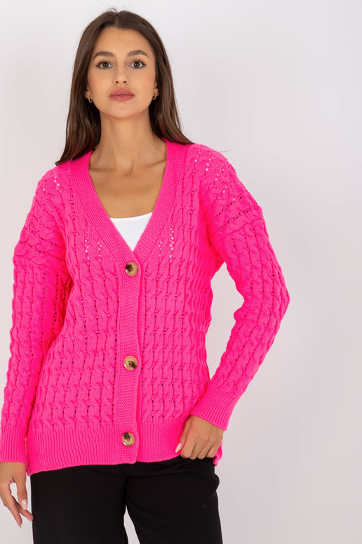 Fluo roosa ažuurne kardigan...