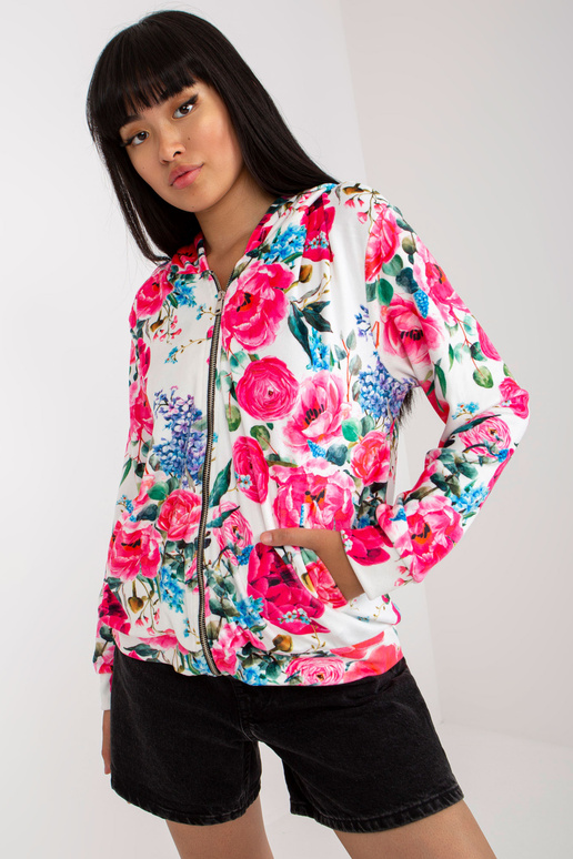 Valge ja roosa lilleline dressipluus...