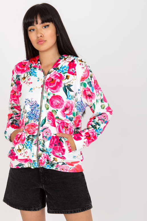 Valge ja roosa lilleline dressipluus...