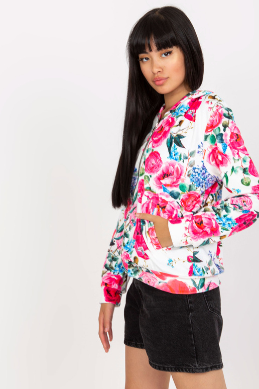 Valge ja roosa lilleline dressipluus...