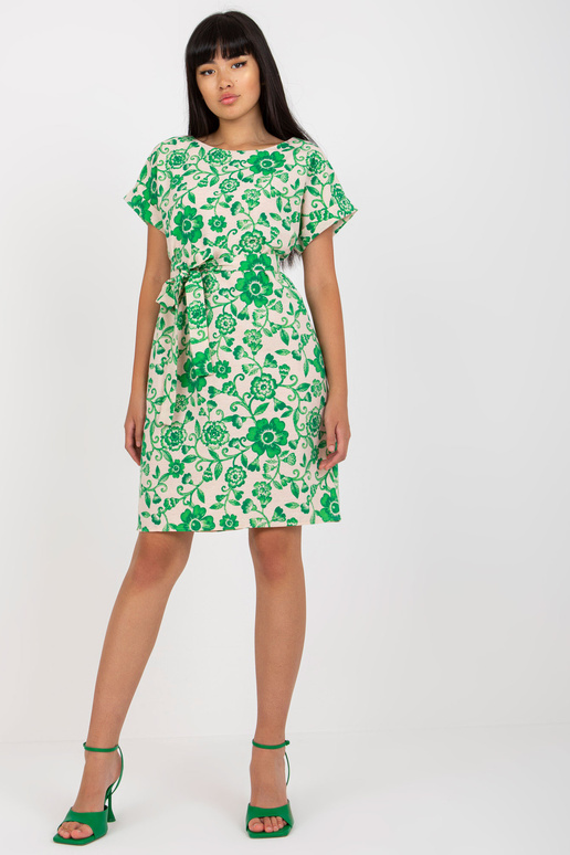 Beež ja roheline linane kleit...