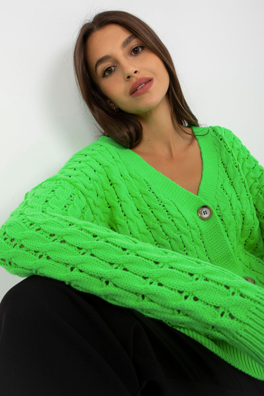 Fluo roheline ažuurne kardigan...