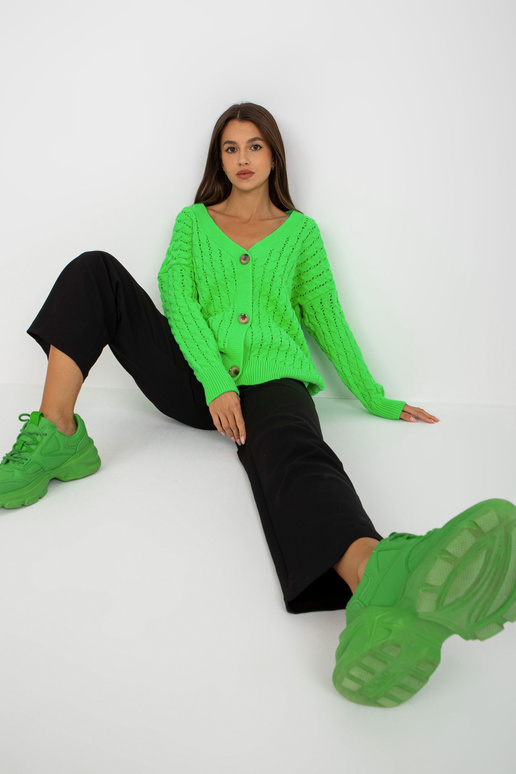 Fluo roheline ažuurne kardigan...