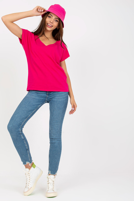 Fuksia põhi V-kaelusega T-särk