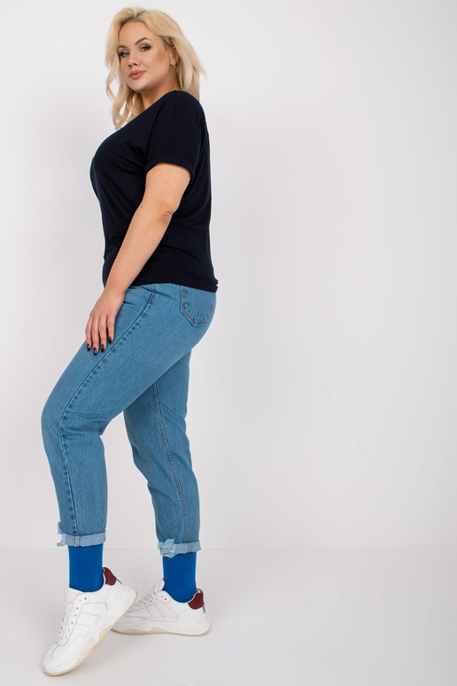 Navy Blue Viscose Plus Size lühikeste...