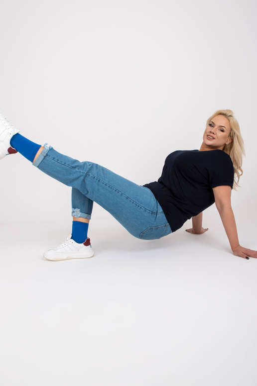 Navy Blue Viscose Plus Size lühikeste...