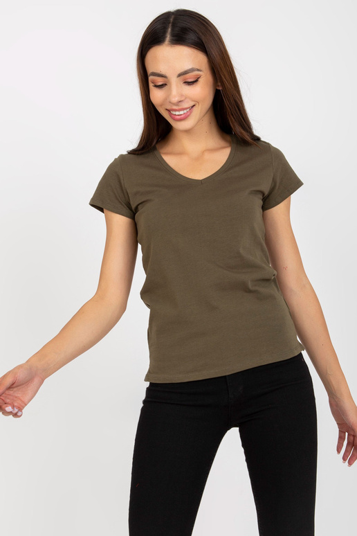 Khakivärvi sile V-kaelusega T-särk