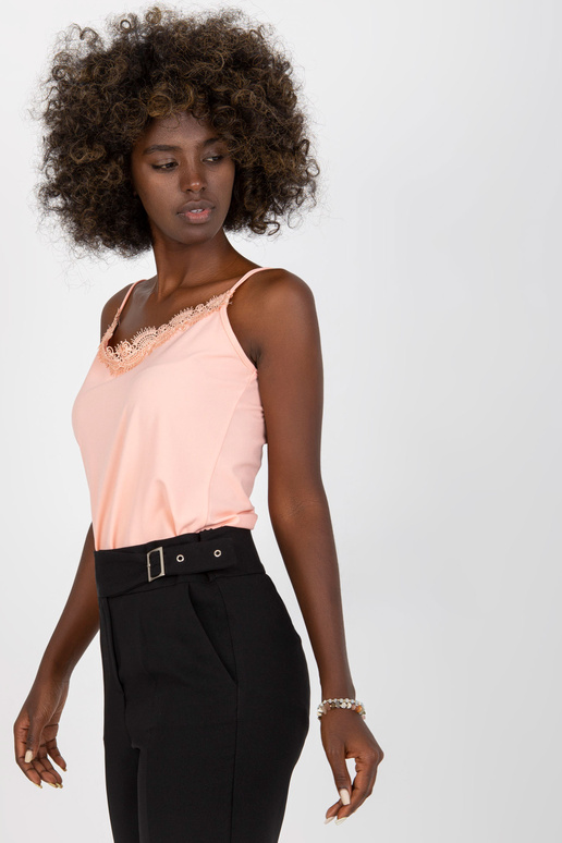 Virsikuvärvi V-kaelusega rihmadega topp