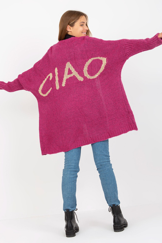OCH BELLA Fuksia lahtine kootud kardigan