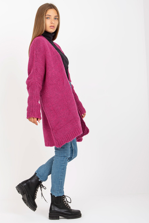 OCH BELLA Fuksia lahtine kootud kardigan
