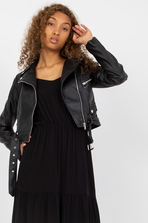 Must lühike Ramone jakk rihmaga