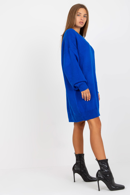 V-kaelusega tumesinine kootud kleit...