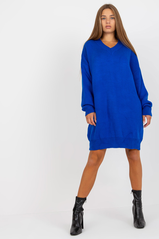 V-kaelusega tumesinine kootud kleit...