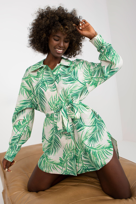 Roheline ja beež linane kleit trükiga Roheline ja beež linane kleit trükiga