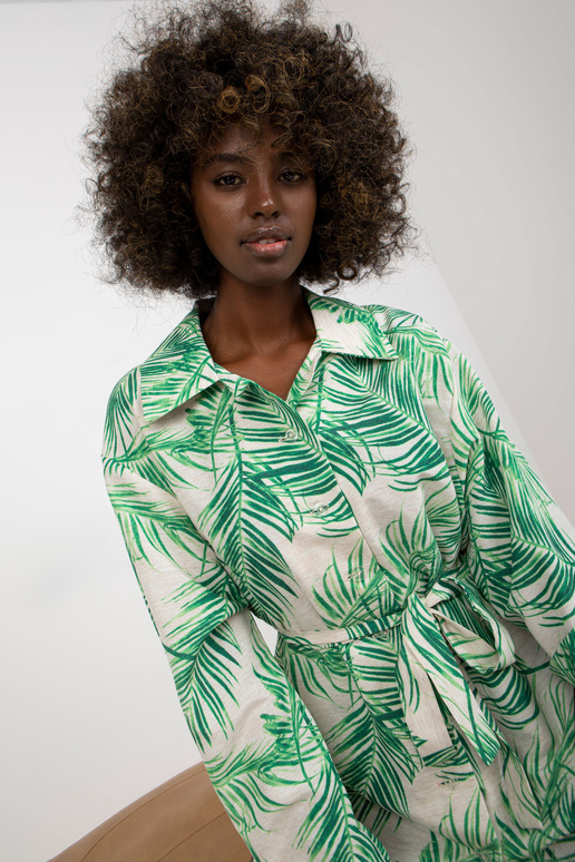 Roheline ja beež linane kleit trükiga Roheline ja beež linane kleit trükiga