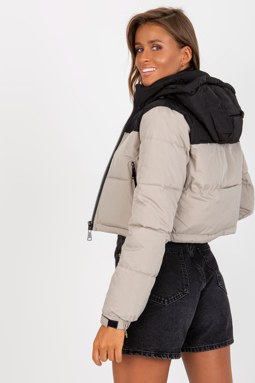 Must ja beež lühike taskutega talvejope