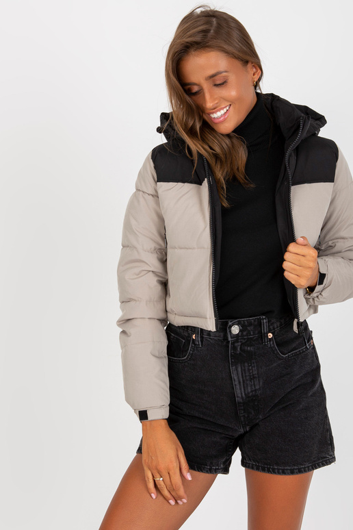 Must ja beež lühike taskutega talvejope