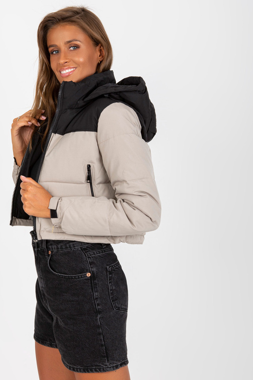 Must ja beež lühike taskutega talvejope