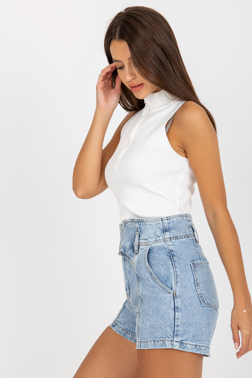 Helesinised kõrge vöökohaga teksapüksid