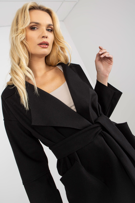 Schwarzer Dünner Mantel koos Taschen...