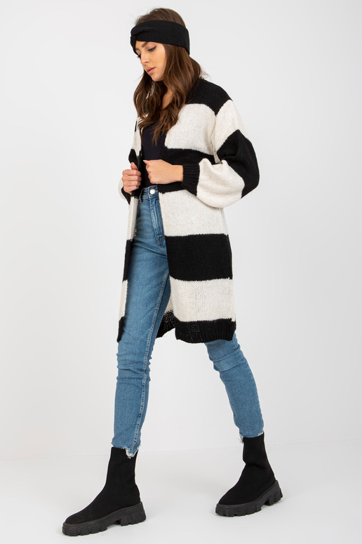 Ecru-must avara kootud kardigan OCH...