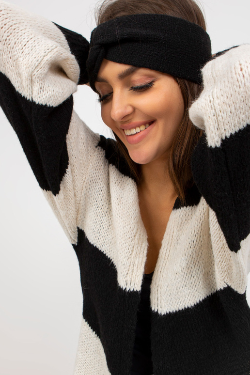 Ecru-must avara kootud kardigan OCH...