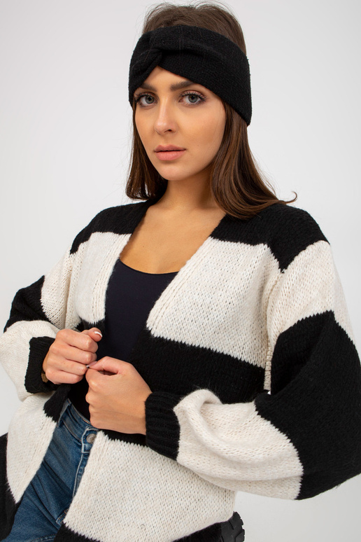 Ecru-must avara kootud kardigan OCH...