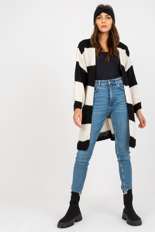 Ecru-must avara kootud kardigan OCH...