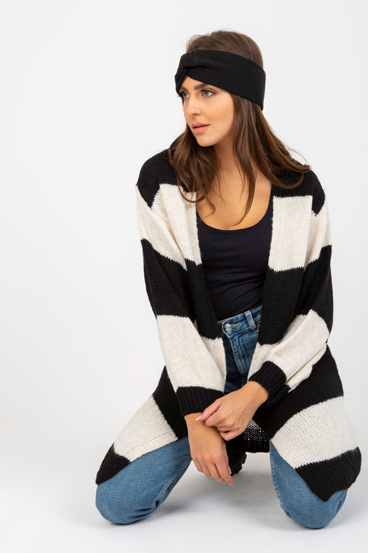 Ecru-must avara kootud kardigan OCH...