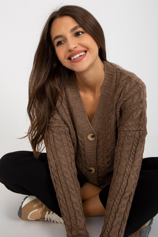 Pruun palmikutega kardigan RUE PARIS