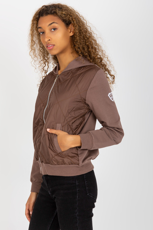 Pruun tepitud kapuutsiga bomber...