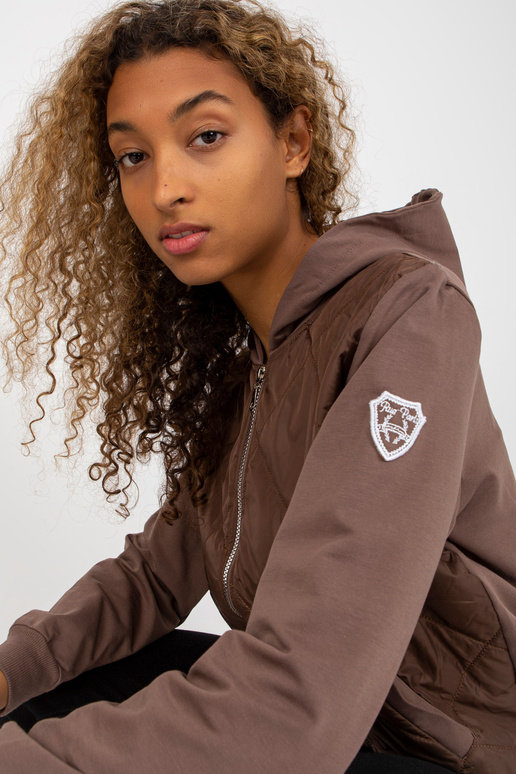 Pruun tepitud kapuutsiga bomber...