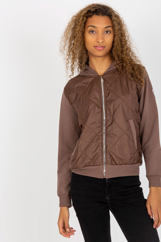 Pruun tepitud kapuutsiga bomber...