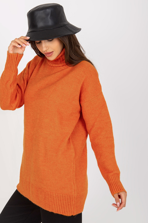 Tumeoranž lahtise kaelusega kampsun...