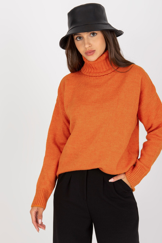 Tumeoranž lahtise kaelusega kampsun...