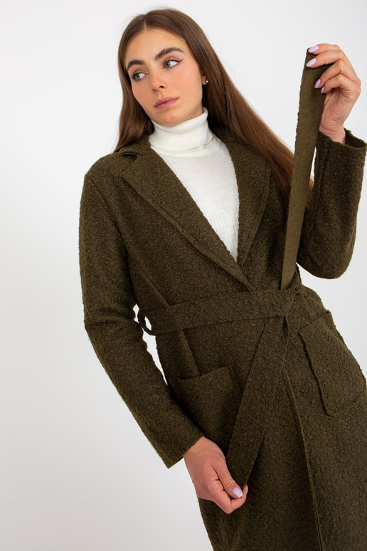 Khakivärvi plüüsist maksimantel vööga...