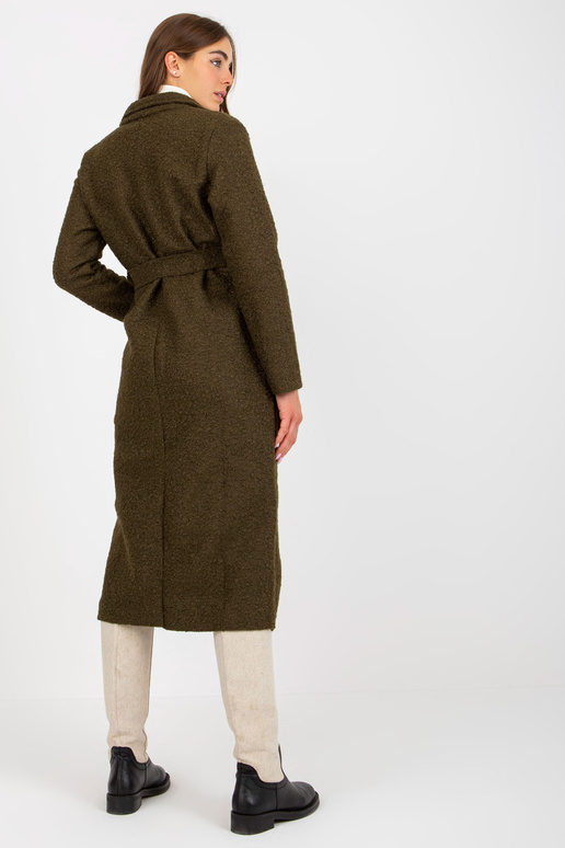 Khakivärvi plüüsist maksimantel vööga...