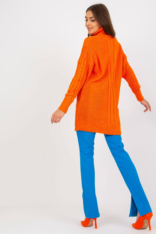 Oranž Mini Turtleneck kootud kleit...