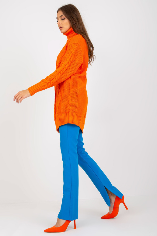 Oranž Mini Turtleneck kootud kleit...