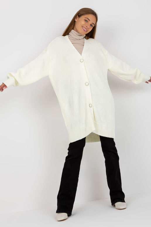 Ecru pikk dekoratiivnööpidega kampsun...