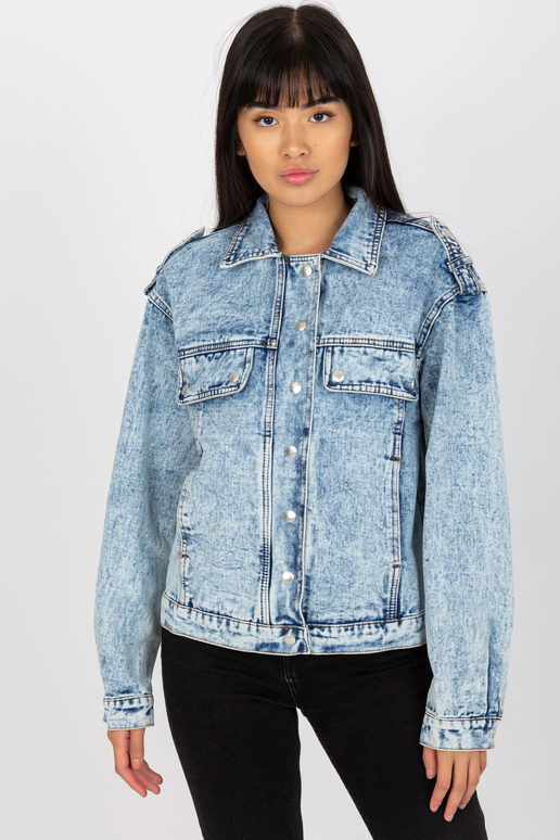 Sinine naiste teksajakk taskutega Sinine naiste teksajakk taskutega