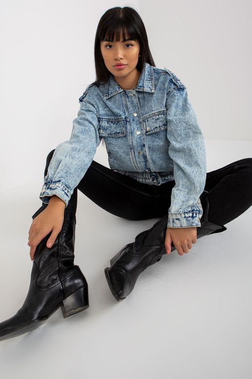 Sinine naiste teksajakk taskutega Sinine naiste teksajakk taskutega