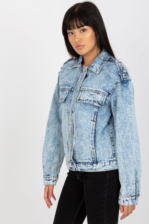 Sinine naiste teksajakk taskutega Sinine naiste teksajakk taskutega