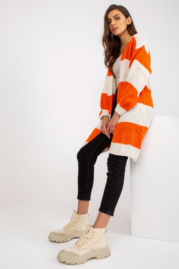 Ecru-oranž kootud kardigan...